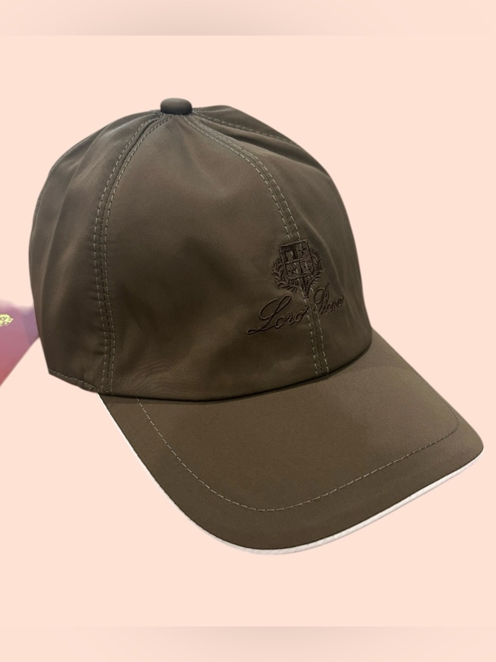 Loro Piana Olive Green Embroidered Logo Baseball Cap